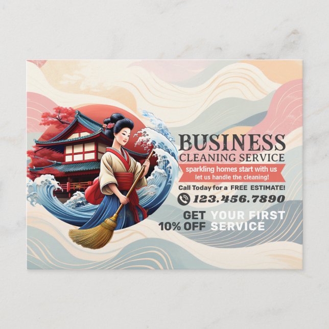 Postal Modern House Cleaning Maid Service Housekeeping (Anverso)