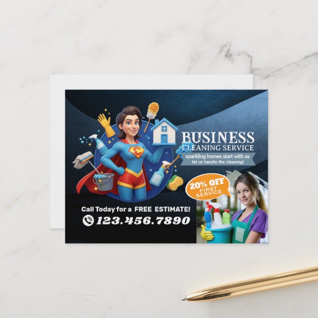 Postal Modern House Cleaning Maid Service Housekeeping (Anverso/Reverso In Situ)