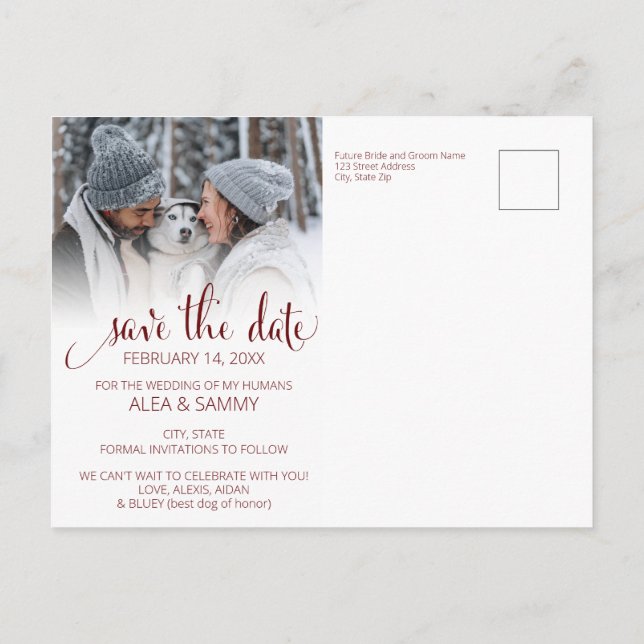 Postal Modern Humans Getting Married Pet Photo Engagement (Reverso)