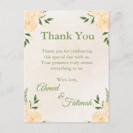 Postal Modern Islamic Wedding Thank You Card 