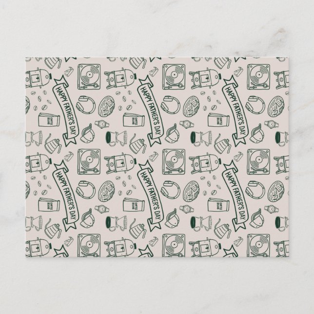 Postal Modern Millennial Dad Doodle Pattern Father's Day (Anverso)