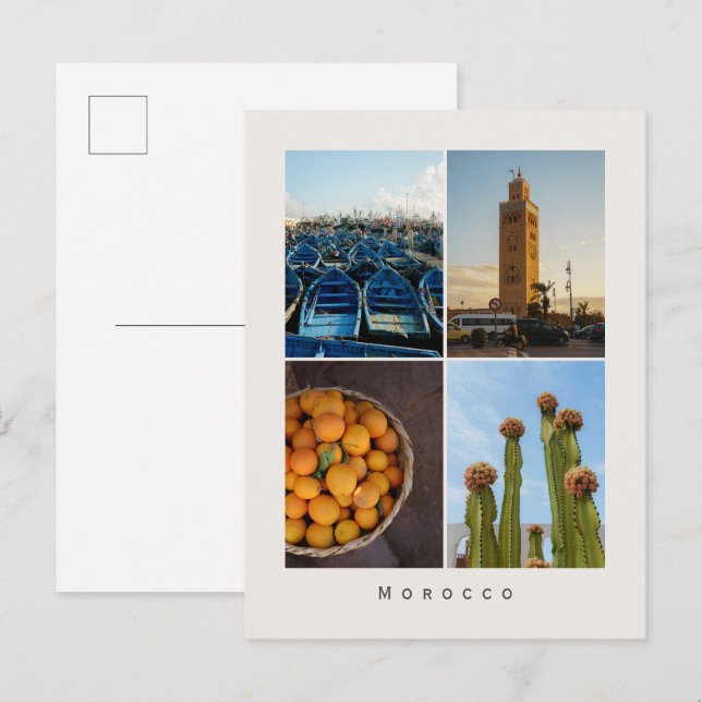 Postal Modern Morocco Travel Collage Postcard (Anverso / Reverso)