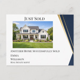 Postal Modern Navy Gold Just Sold Real Estate Postcard