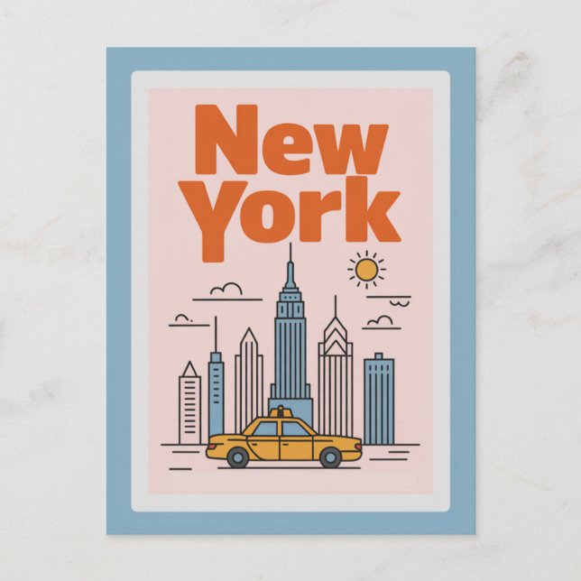 Postal Modern New York City Travel Minimalist Skyline  (Anverso)