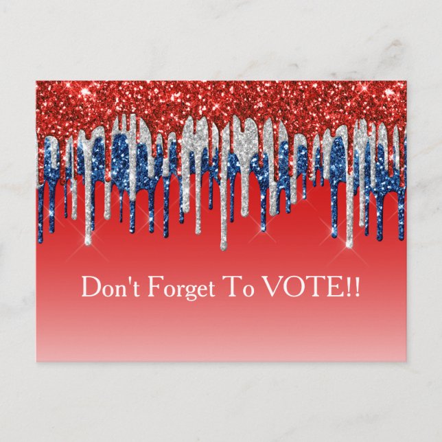 Postal Modern Patriotic Glitter Drip Vote Reminder (Anverso)