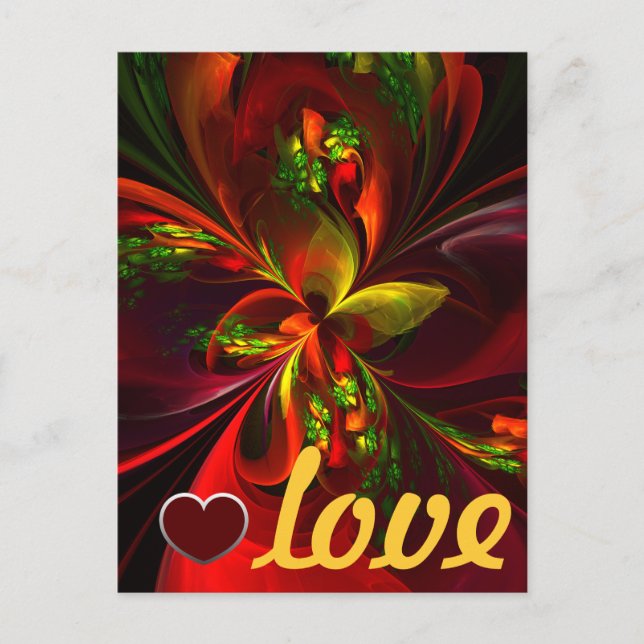 Postal Modern Red Green Floral Abstract Art Pattern #05 (Anverso)
