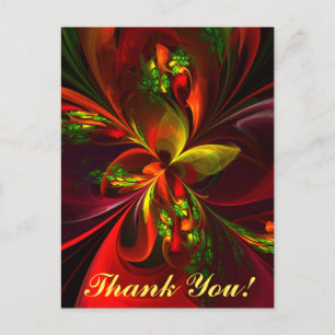 Postal Modern Red Green Floral Abstract Art Pattern #05