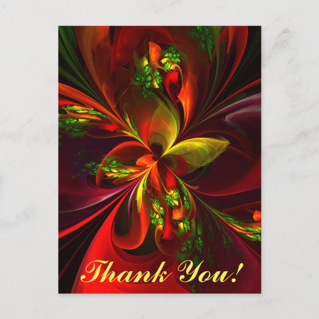 Postal Modern Red Green Floral Abstract Art Pattern #05 (Anverso)