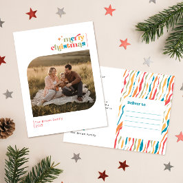 Postal Modern Retro Photo Family Christmas Holiday