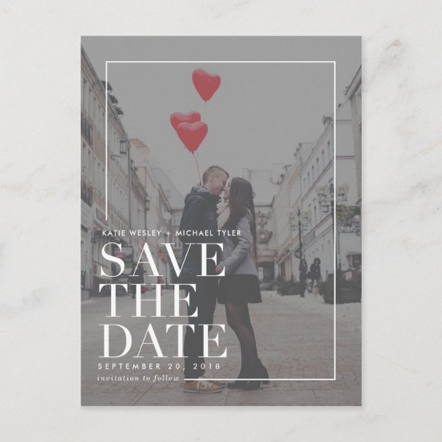 Postal Modern Save the Date Announcements (Anverso)