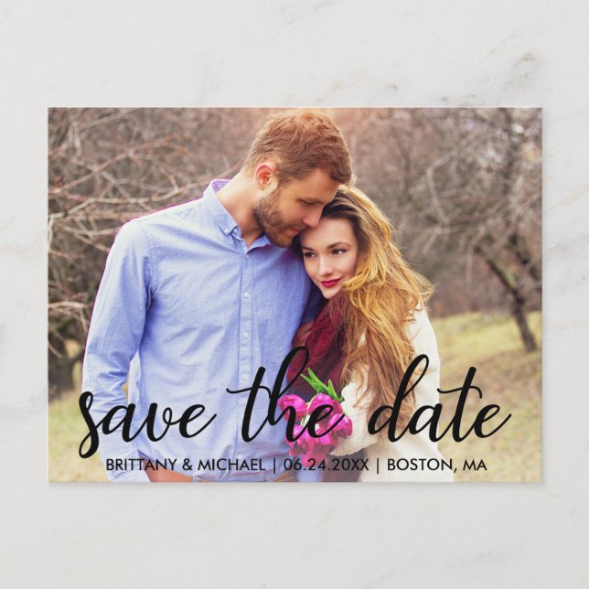 Postal Modern Save The Date Engagement Photo (Anverso)