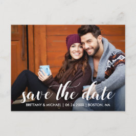 Postal Modern Save The Date Engagement Photo WS