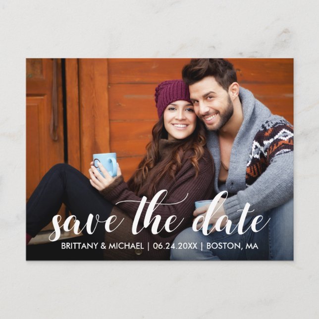 Postal Modern Save The Date Engagement Photo WS (Anverso)