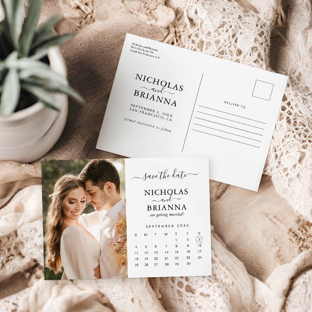 Postal Modern Save the Date Photo Calendar Simple Elegant (Subido por el creador)