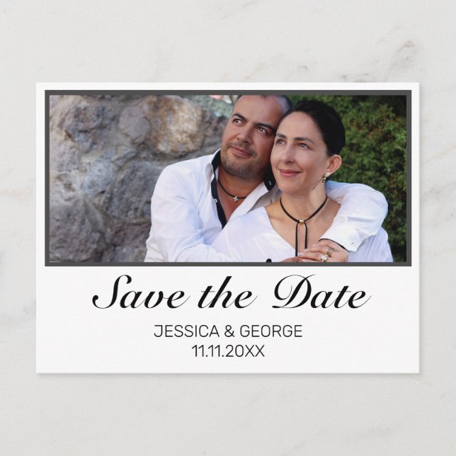 Postal Modern Save the Date Wedding Invitation Photo (Anverso)