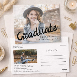 Postal Modern Script Graduate Simple Photo Graduation 