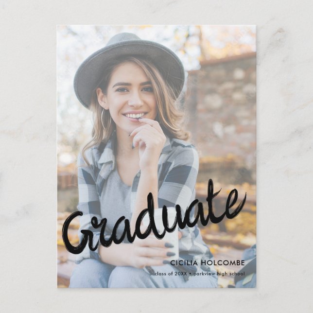Postal Modern Script Graduate Simple Photo Graduation  (Anverso)