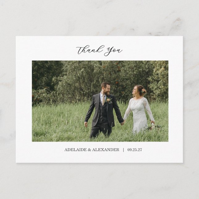 Postal Modern Script Photo Wedding (Anverso)