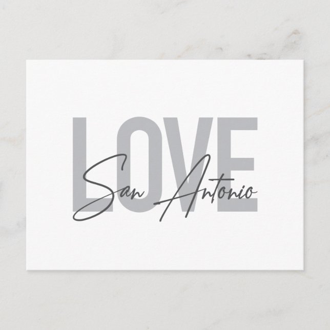 Postal Modern, simple, chic, cool design Love San Antonio (Anverso)