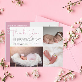 Postal Modern Thank You Photo Card Pink Baby Shower