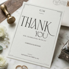 Postal Modern Typography Minimalistic Wedding Thank You 