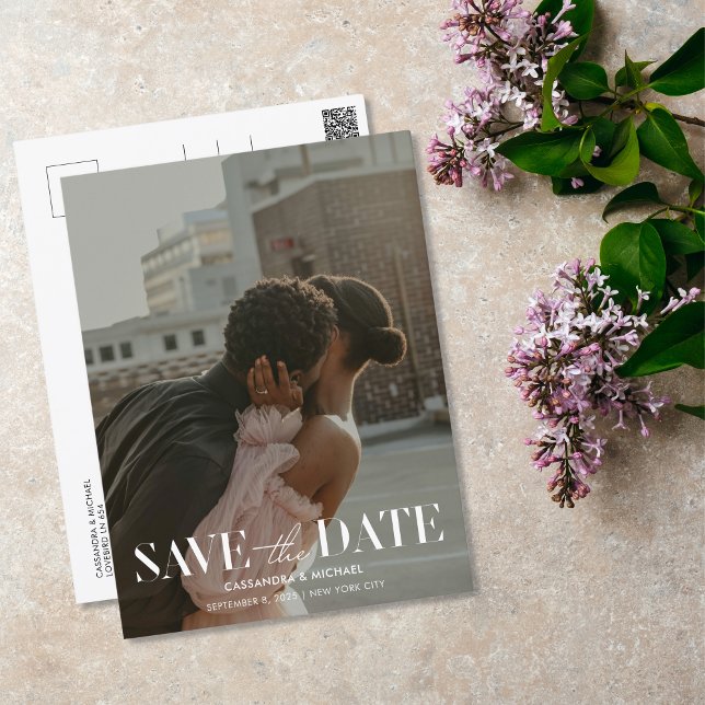Postal Modern Typography Photo Wedding Save Date (Subido por el creador)