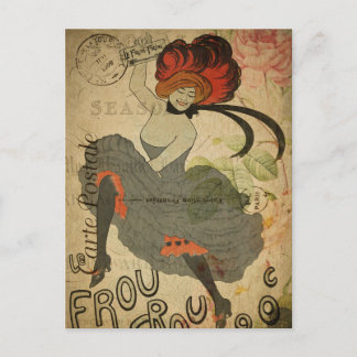 Postal Modern Vintage French Dancer collage Postcard