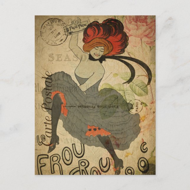 Postal Modern Vintage French Dancer collage Postcard (Anverso)