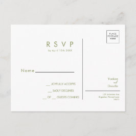 Postal Modern wildflowers spring wedding RSVP Postcard