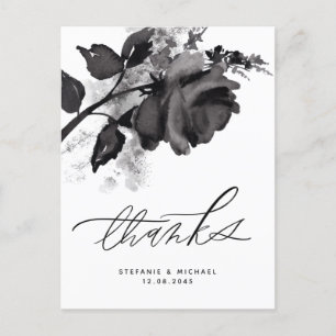 Postal Moderna acuarela Rosa negro Boda Gracias