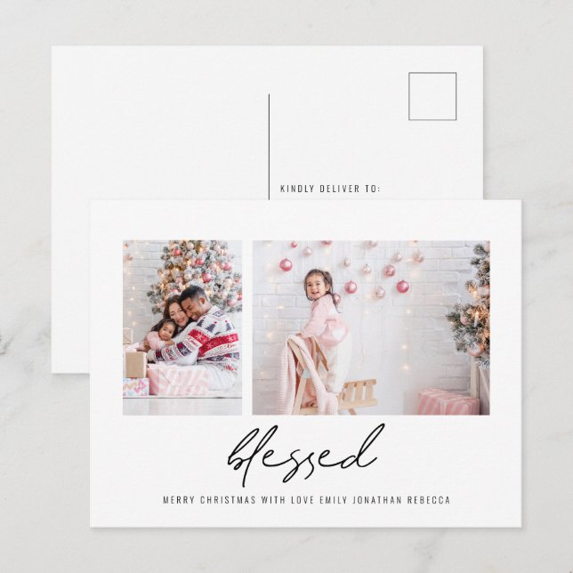 Postal Moderna Bendición 2 fotos Navidades de guiones (Anverso / Reverso)