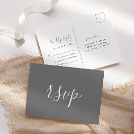 Postal Moderna boda gris Minimalista RSVP