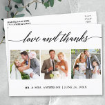 Postal Moderna caligrafía Boda 3 Foto Amor y agradecimien<br><div class="desc">Caligrafía moderna Amor y agradecimiento Boda 3 Foto Gracias Postcard</div>