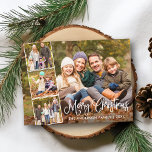 Postal Moderna caligrafía divertida Feliz Navidad 4 Foto<br><div class="desc">Moderna caligrafía de diversión guión Feliz Navidad Familia 4 Foto postal</div>