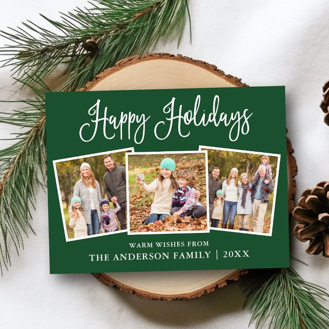 Postal Moderna caligrafía divertida verde 3 festividad fo (Customize to change your personalized text size or text style.)