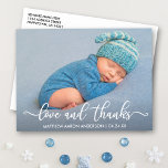 Postal Moderna caligrafía Recién nacido amor y agradecimi<br><div class="desc">Caligrafía moderna Amor y gracias foto de Recién nacido Gracias Postcard</div>