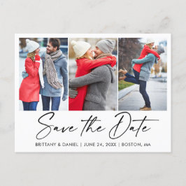 Postal Moderna Caligrafía Tinta 3 Foto Guardar La Fecha