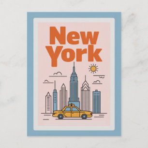 Postal Moderna Ciudad de Nueva York Minimalista Skyline