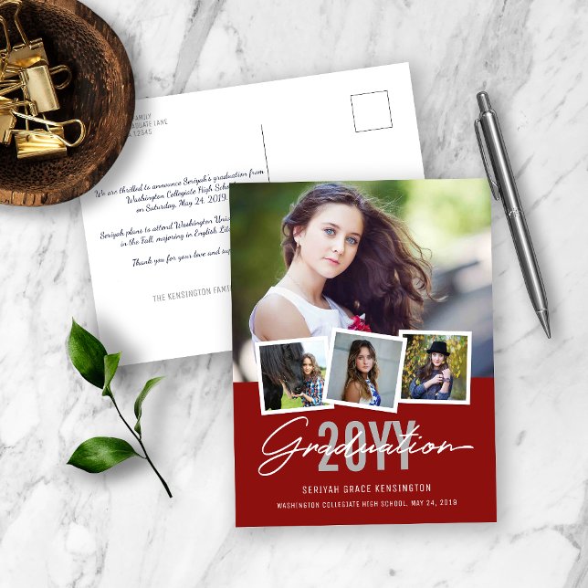Postal Moderna clase de Graduación con estilo de 4 fotos (Subido por el creador)