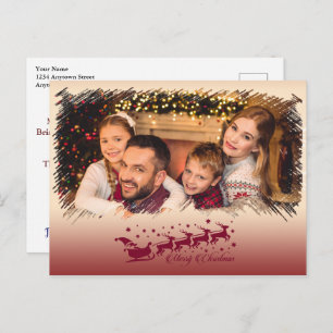 Postal Moderna Cross Hatch Merry Christmas Frame Photo