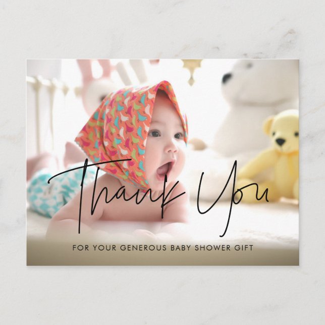 Postal Moderna ducha minimalista bebé gracias (Anverso)