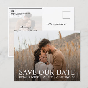 Postal Moderna Elegante Foto de Boda Save the Date