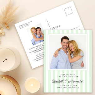 Postal Moderna Elegante Raya Foto Boda Guardar La Fecha