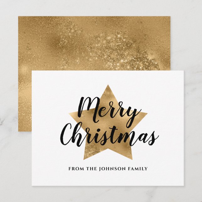 Postal Moderna Estrella de Oro Feliz Navidad (Anverso / Reverso)