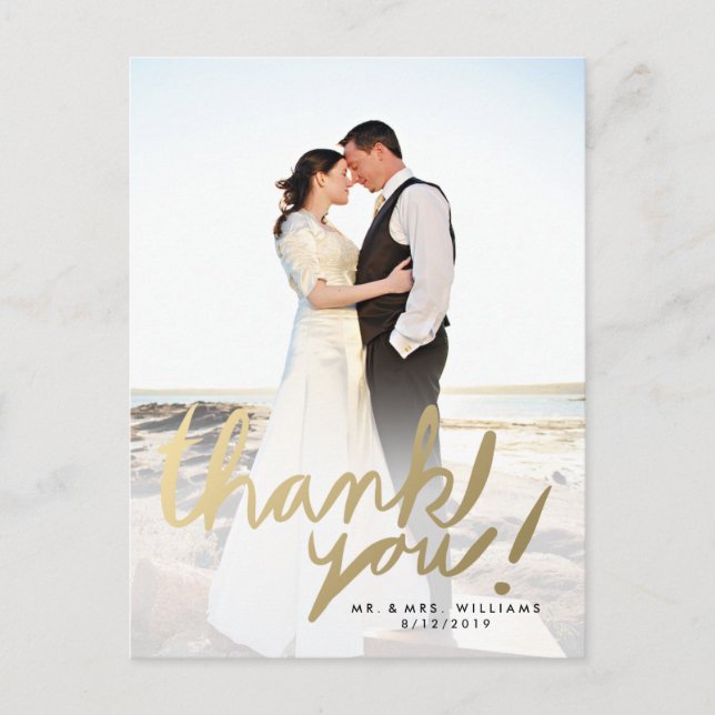 Postal Moderna Faux Gold Photo You Postcard (Anverso)