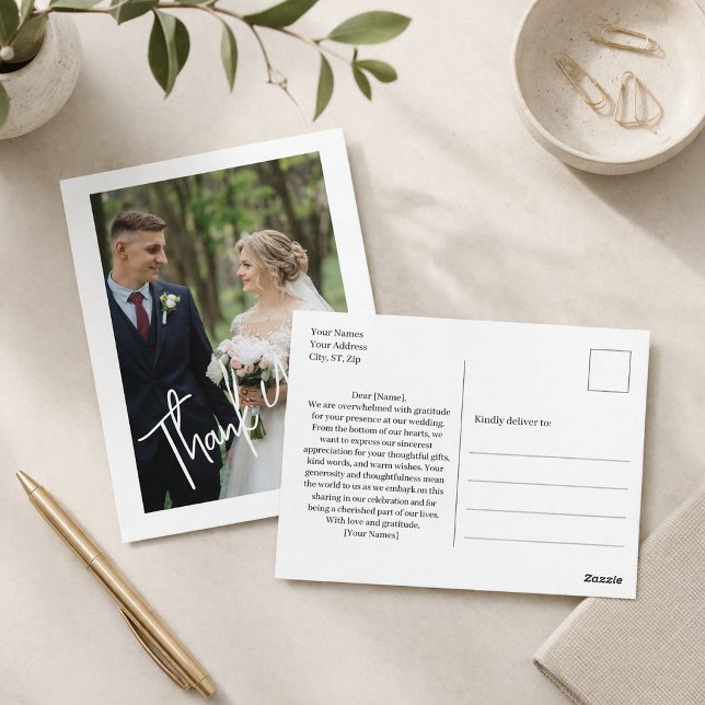Postal Moderna foto de boda de agradecimiento (Subido por el creador)