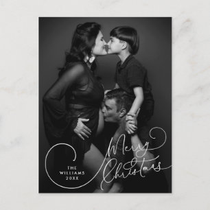 Postal Moderna foto Minimalista, Feliz Navidad familiar