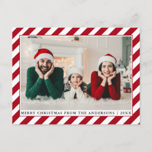 Postal Moderna foto navideña de Feliz Estribos rojos
