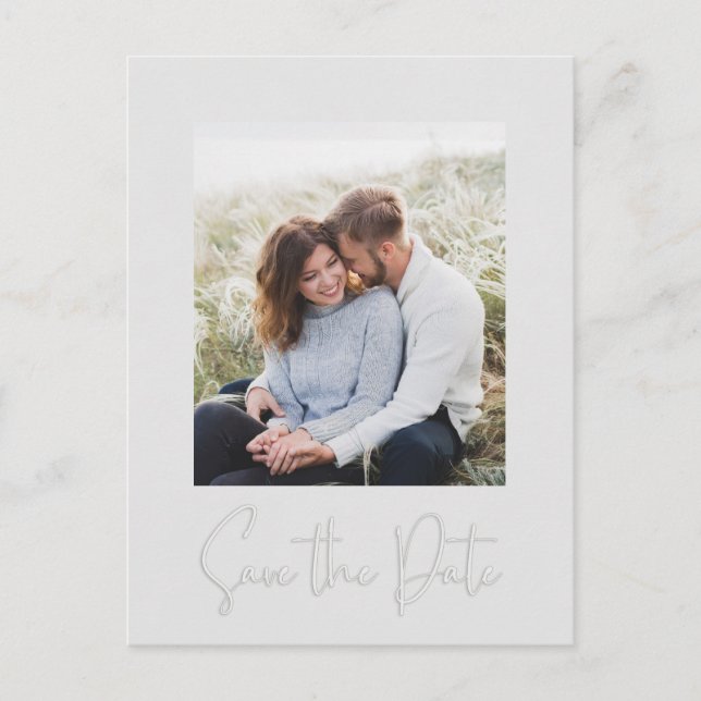 Postal Moderna fotografía simple gris caligrafía Minimali (Anverso)