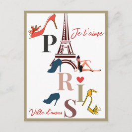 Postal Moderna Francia París je t'aime Eiffel Viaje